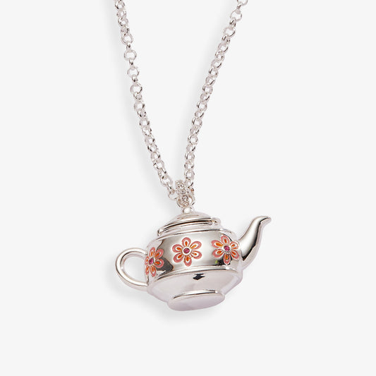 a silver teapot necklace