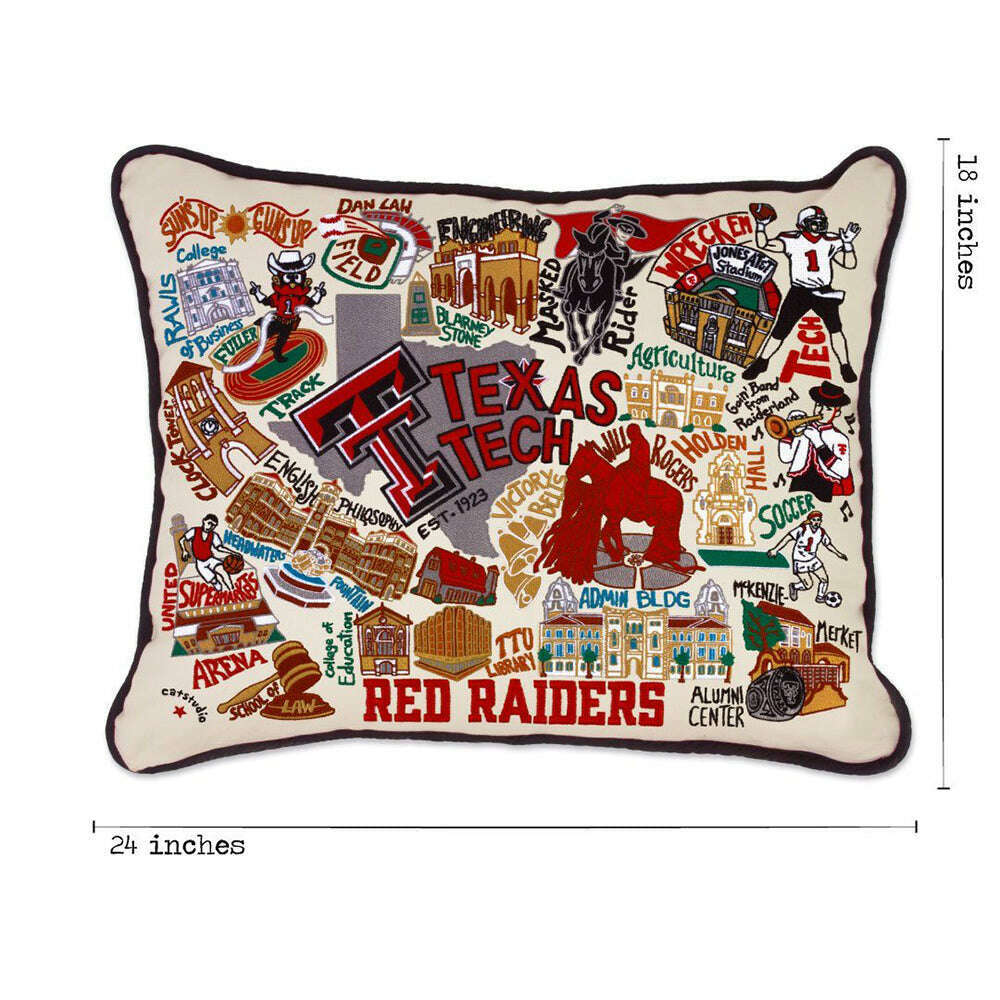 Texas Tech University Collegiate Embroidered Pillow by Cat Studio