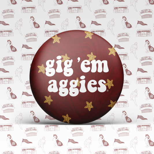 Gig 'Em Aggies Swirl Star Button