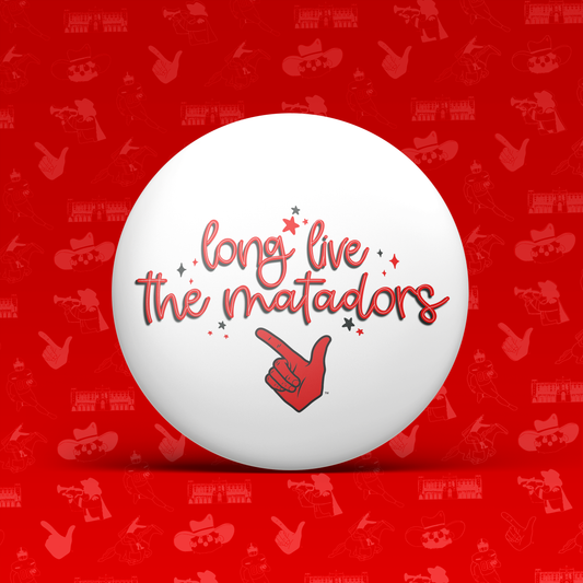 a white ball with red text and a hand on it