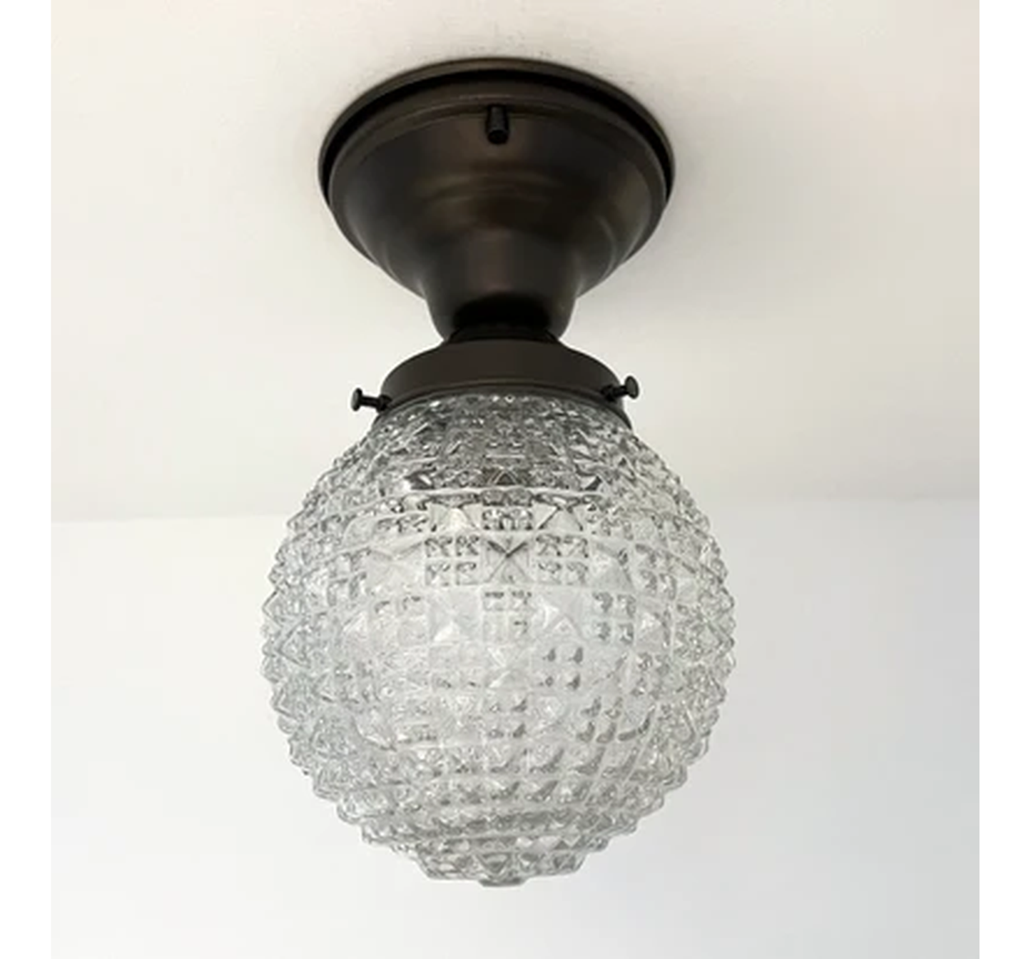 Authentic Antique Diamond Glass Ceiling Light