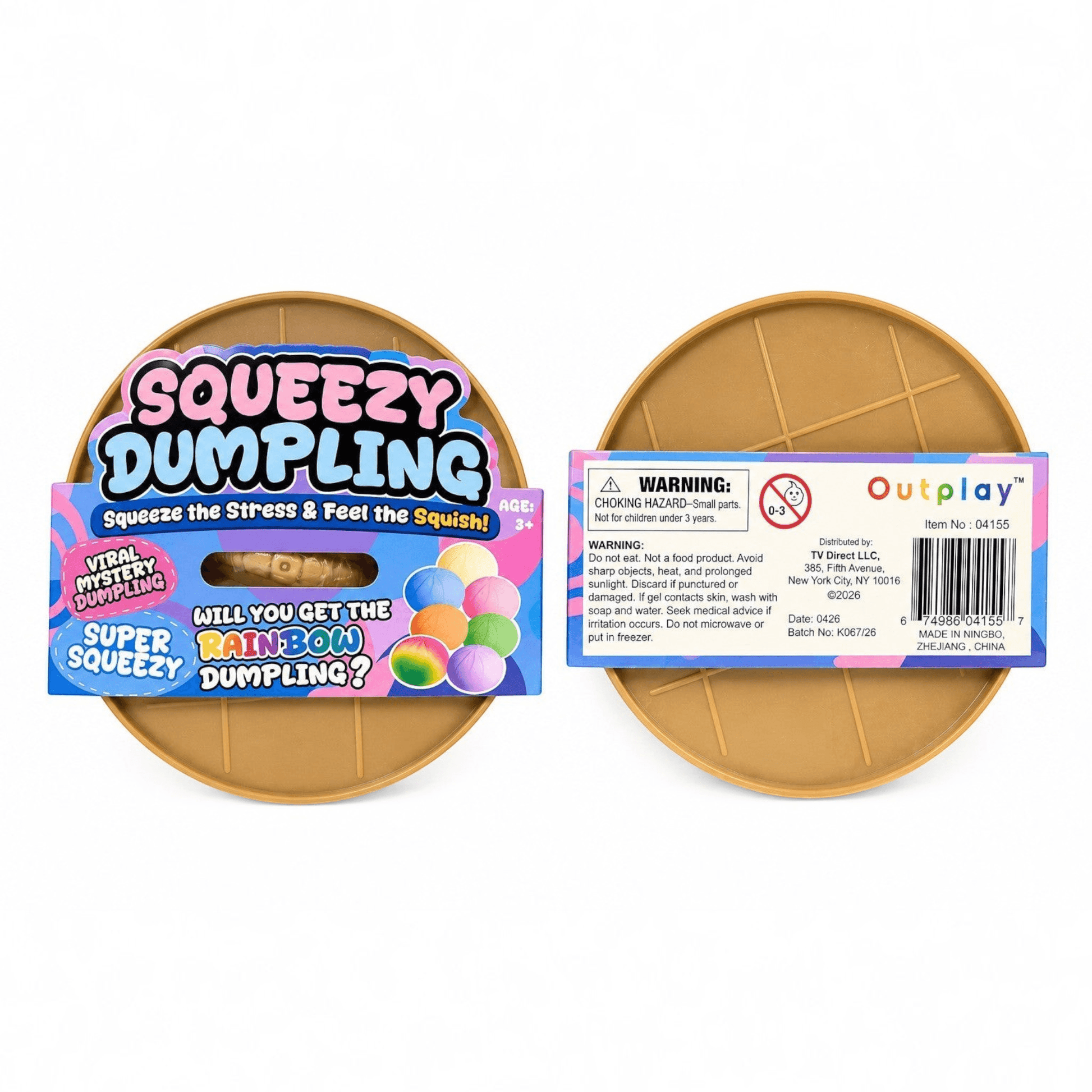 The Merry Hare set of 2 Squeezy Dumpling mystery squishy toys in round plastic steamer packaging.