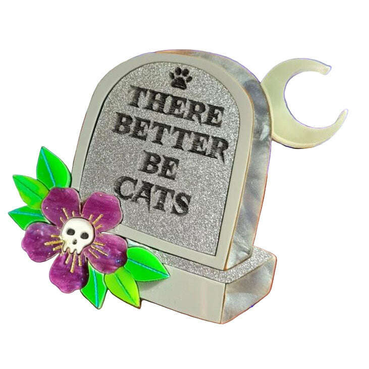 There Better be Dogs Gravestone Epitaph Brooch by Cherryloco