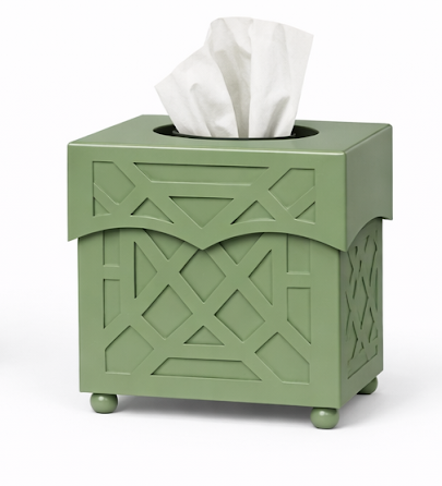 a green box of tissues