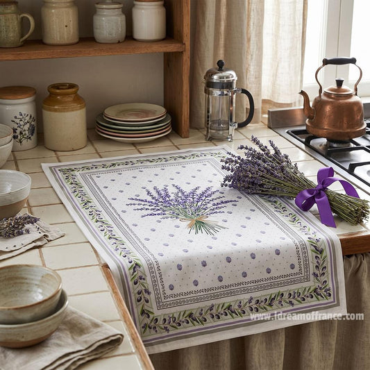 French kitchen towel - Printed cotton - Lauris natural | Tissus Toselli