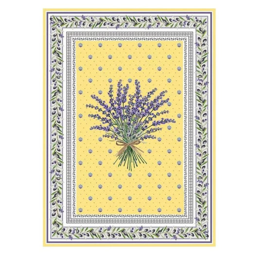French kitchen towel - Printed cotton - Lauris yellow | Tissus Toselli