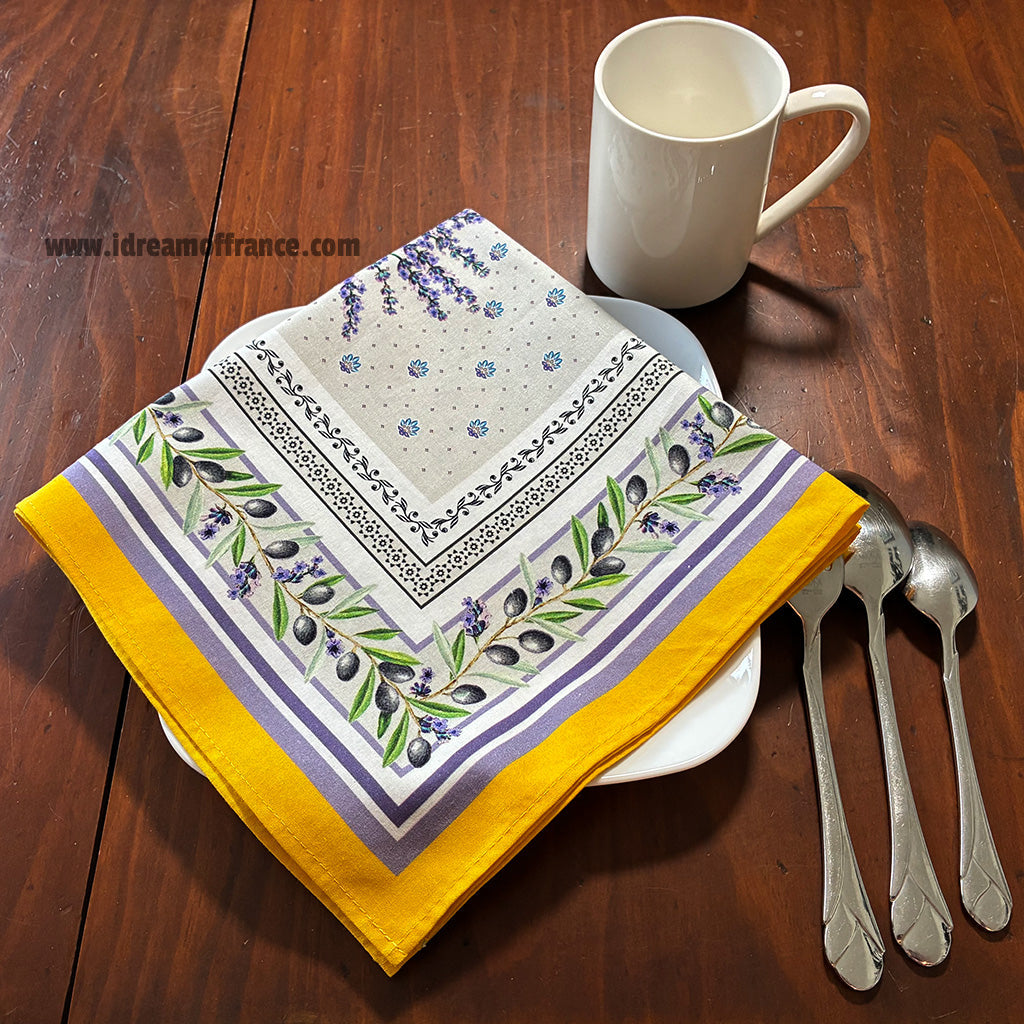 French Provencal napkin - Cotton - Lauris yellow | Tissus Toselli