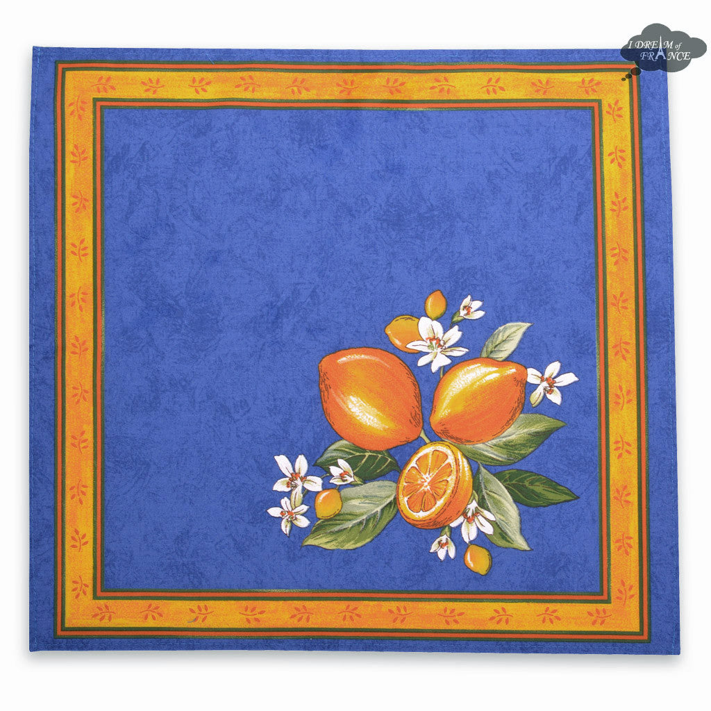 French Provencal napkin - Cotton - Lemons blue | Tissus Toselli