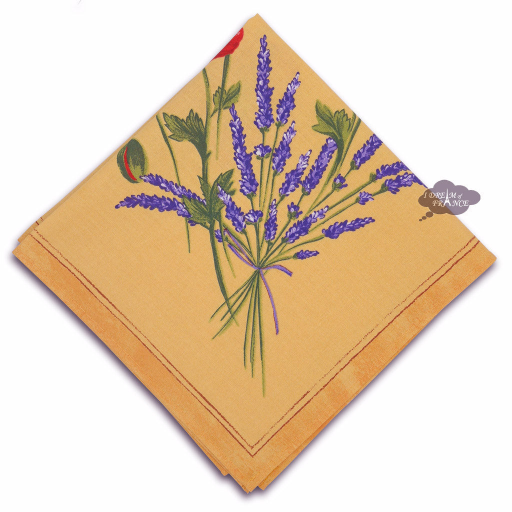 French Provencal napkin - Cotton - Poppies yellow | Tissus Toselli
