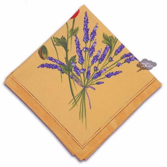 French Provencal napkin - Cotton - Poppies yellow | Tissus Toselli
