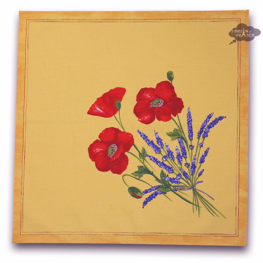 French Provencal napkin - Cotton - Poppies yellow | Tissus Toselli