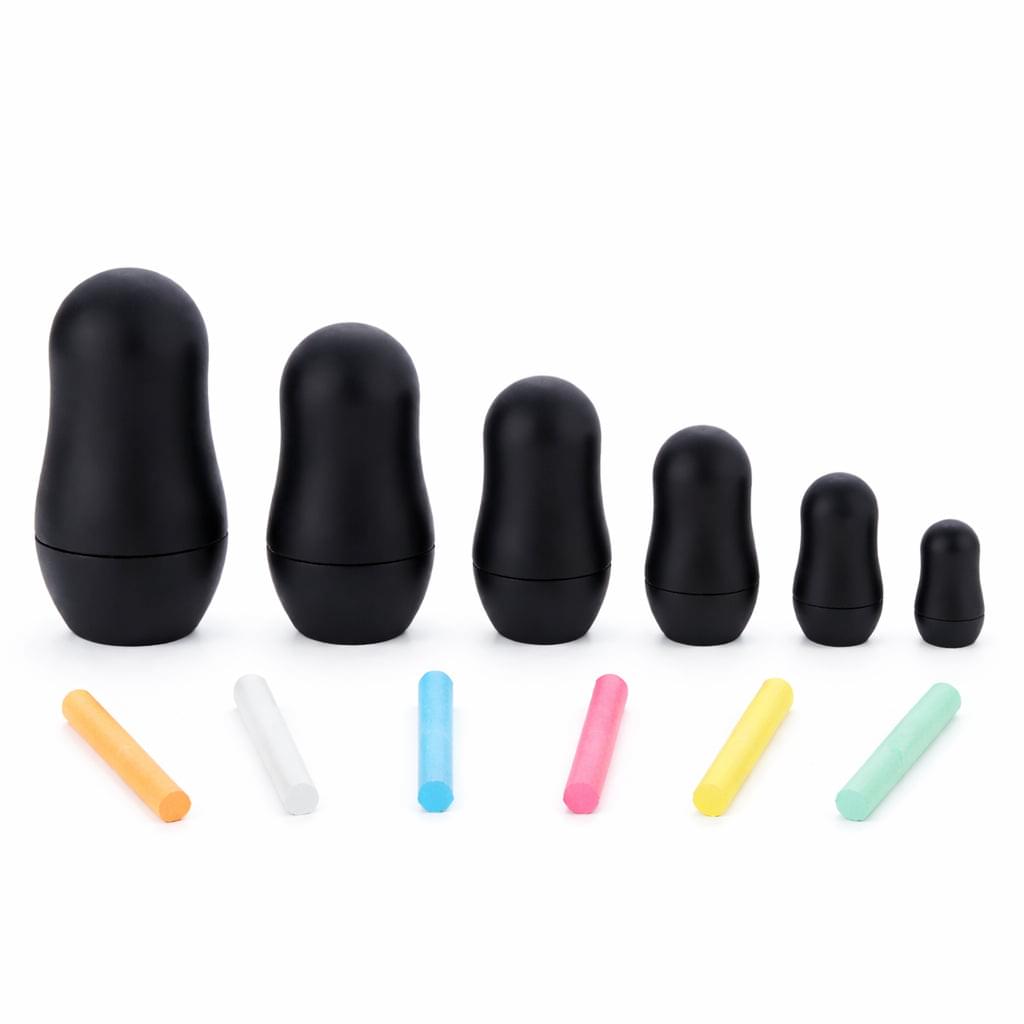 Chalkboard Nesting Doll Set with Color Chalks Gift Boxed