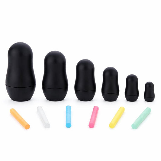 Chalkboard Nesting Doll Set with Color Chalks Gift Boxed
