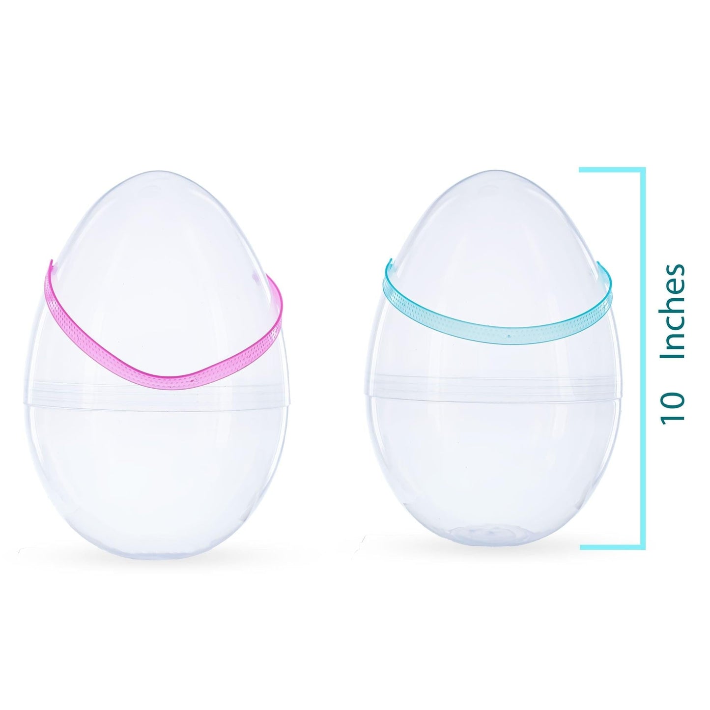 Set of 2 Transparent Jumbo Plastic Easter Eggs with Handles Large Size 10 Inches