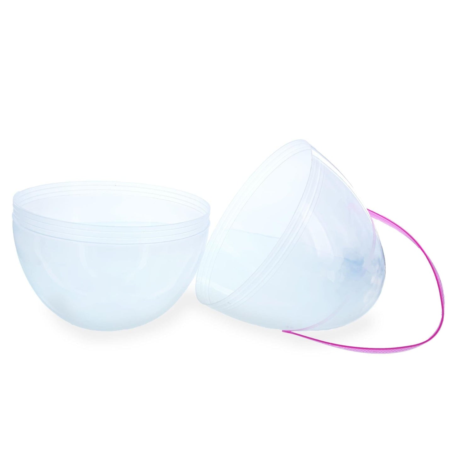 Set of 2 Transparent Jumbo Plastic Easter Eggs with Handles Large Size 10 Inches