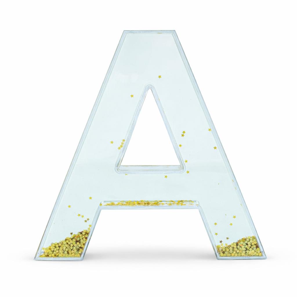 Letter A Glitter-Filled Acrylic Snow Globe