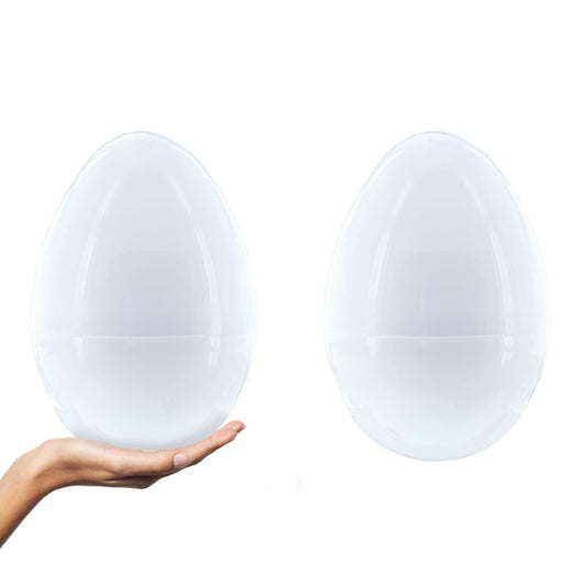Set of 2 White Large  Jumbo  Giant Fillable Plastic Easter Eggs 10 Inches