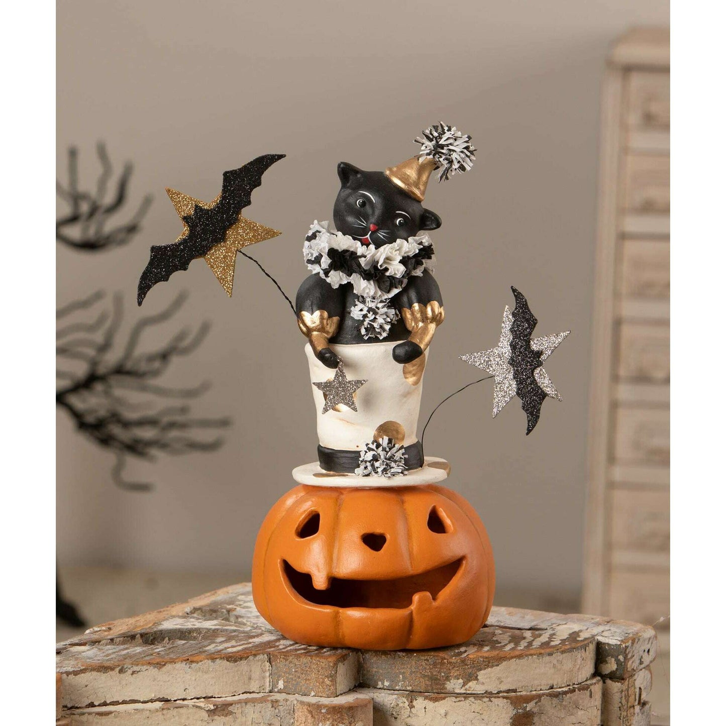 Top Hat Jack with Cat | Halloween Decor | Bethany Lowe