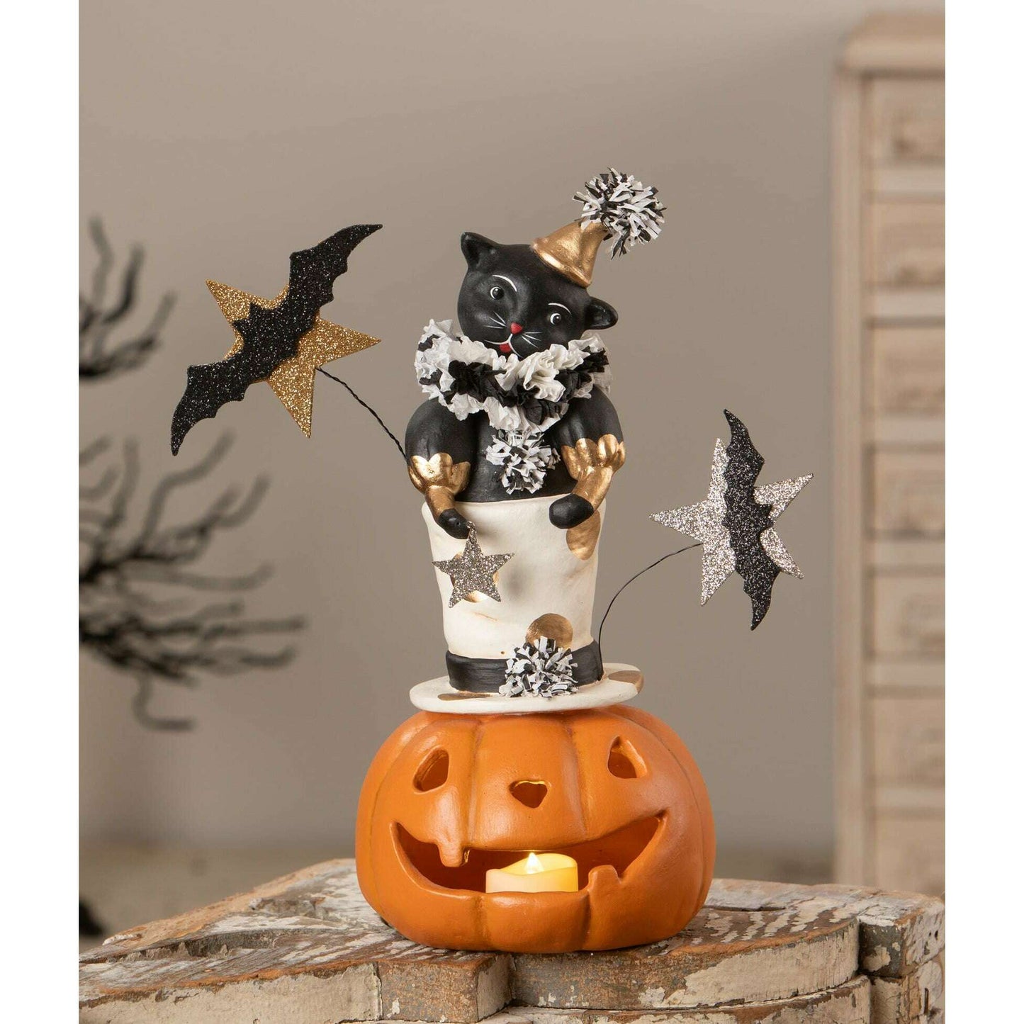 Top Hat Jack with Cat | Halloween Decor | Bethany Lowe
