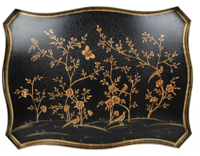 Black & GOLD RECTANGULAR TRAY TABLE