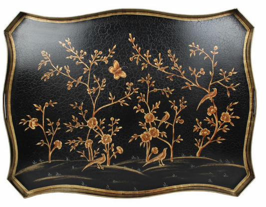 Black & GOLD RECTANGULAR TRAY TABLE
