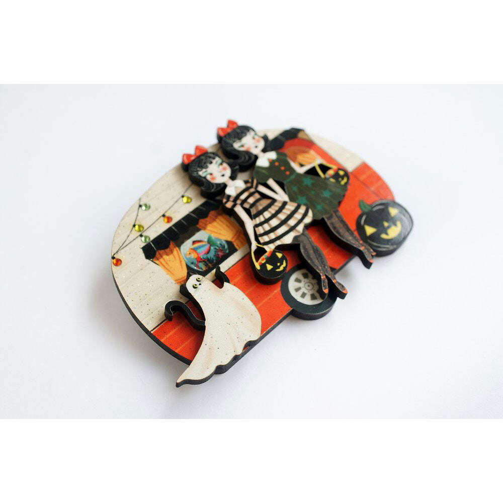 Trick Or Treat Caravan Brooch by Laliblue