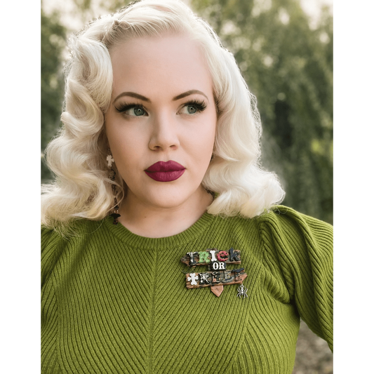 Trick or Treat Halloween Brooch by Lipstick & Chrome