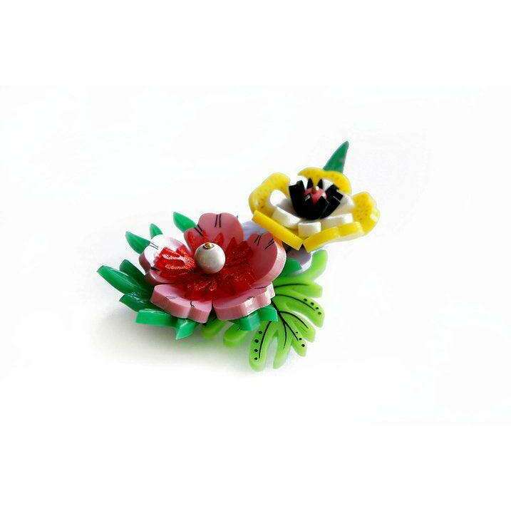 Tropical Flowers Brooch by Laliblue