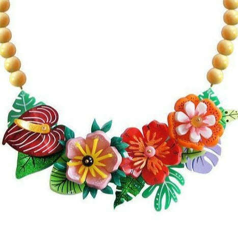 Tropical Flowers Necklace by Laliblue