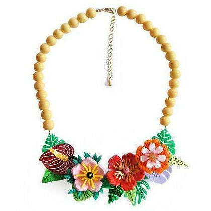 Tropical Flowers Necklace by Laliblue
