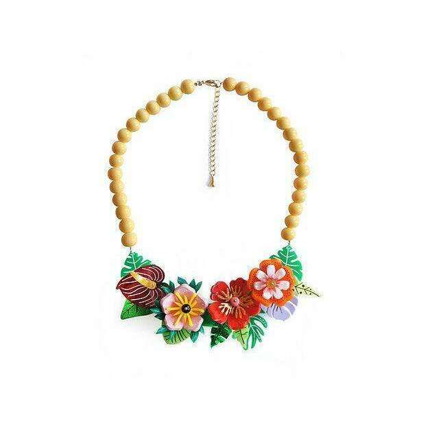 Tropical Flowers Necklace by Laliblue