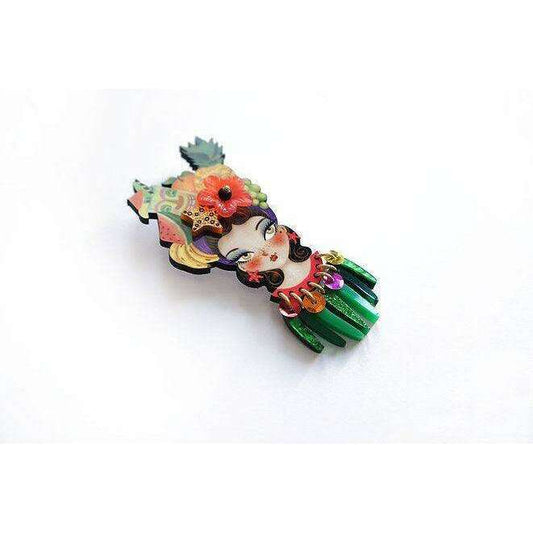 Tropical Tiki Girl Brooch by Laliblue