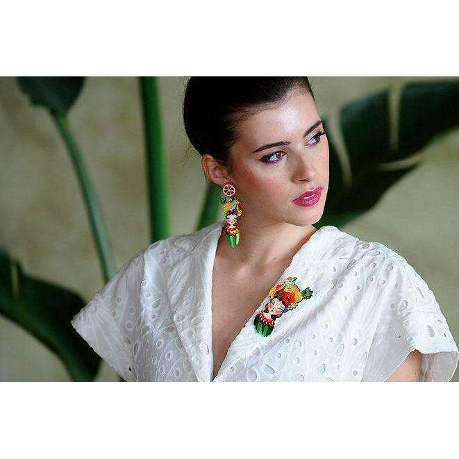 Tropical Tiki Girl Brooch by Laliblue
