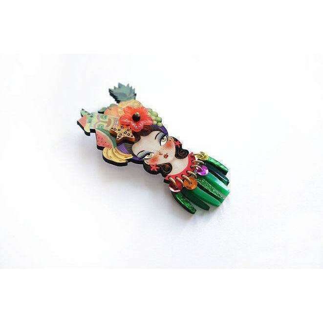 Tropical Tiki Girl Brooch by Laliblue