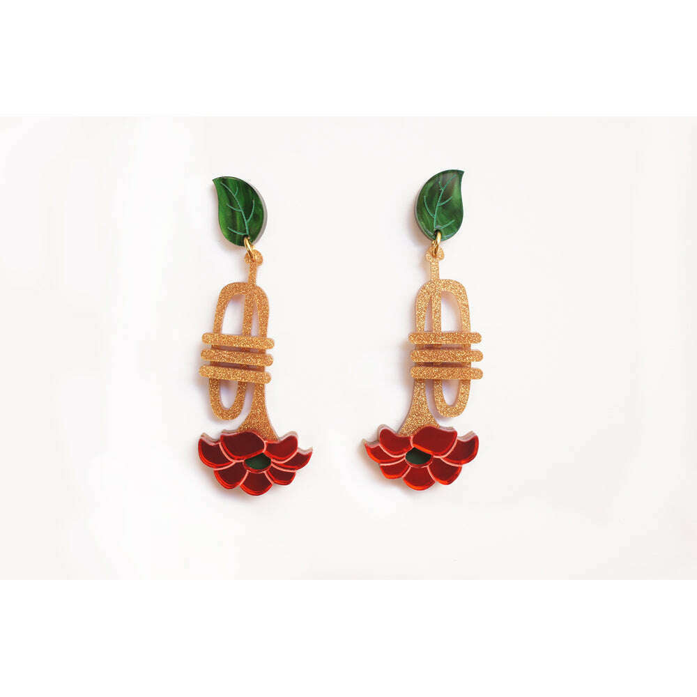 Trumpet with flower earrings by Laliblue