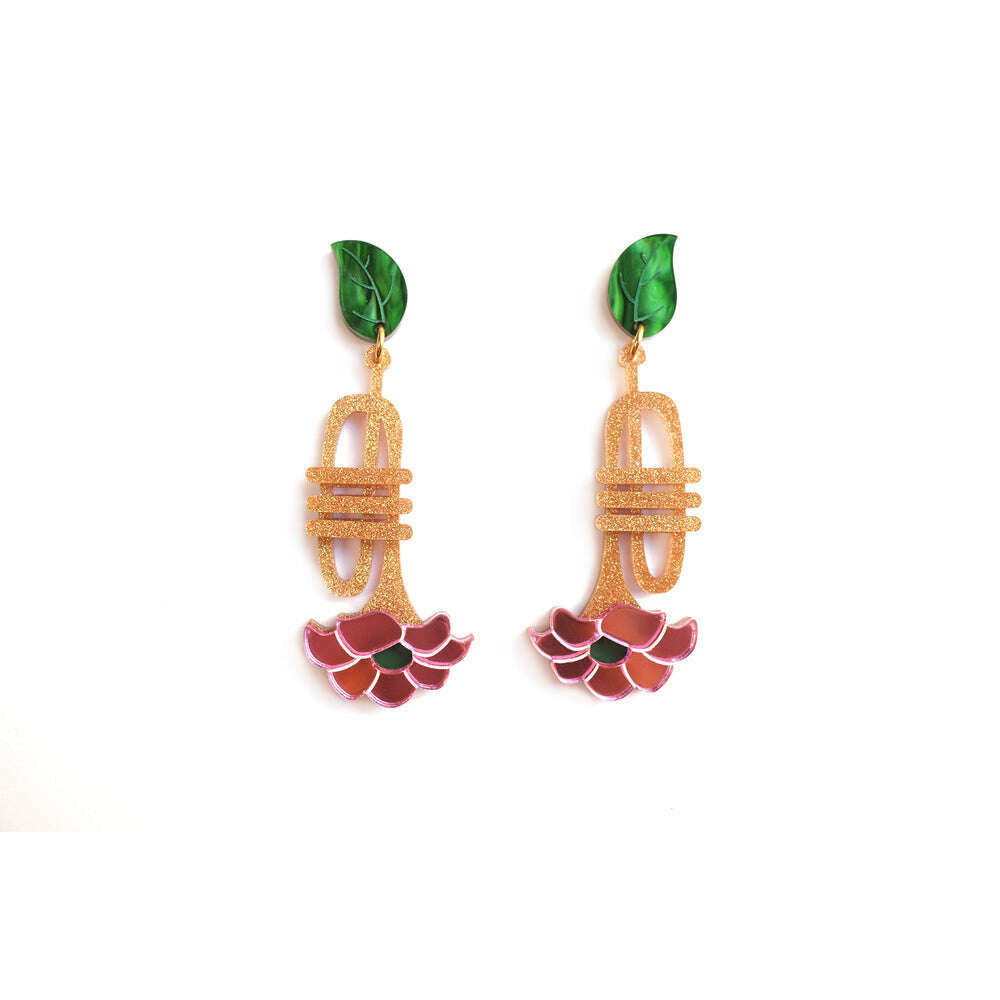 Trumpet with flower earrings by Laliblue