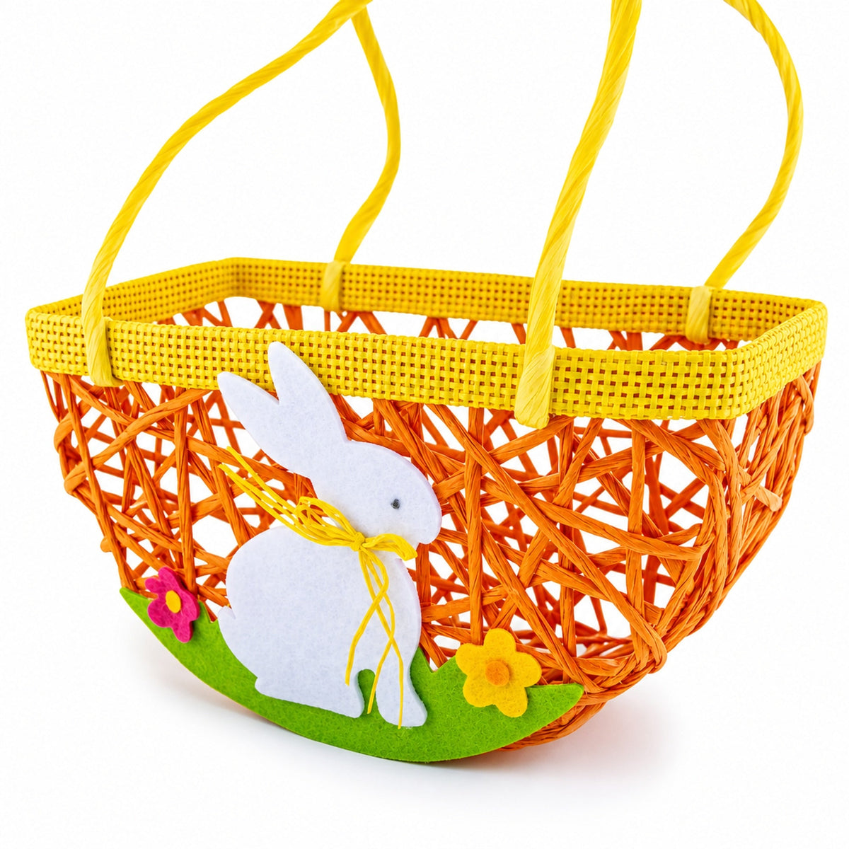 a basket with a bunny on it