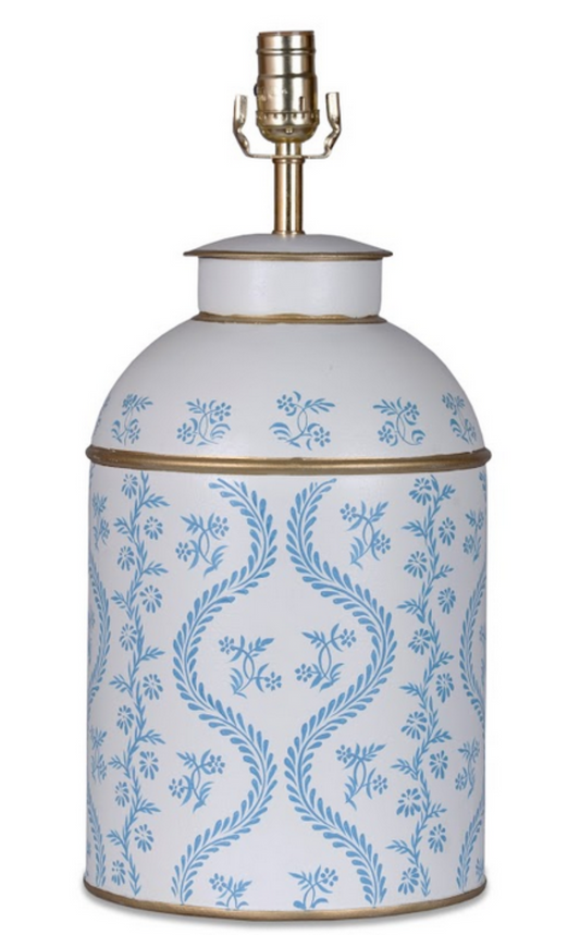 a white and blue lamp