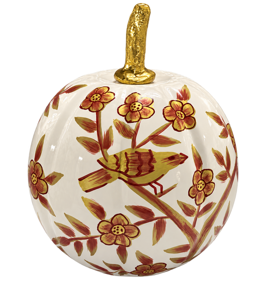 Gold Bird & Vine Pumpkin