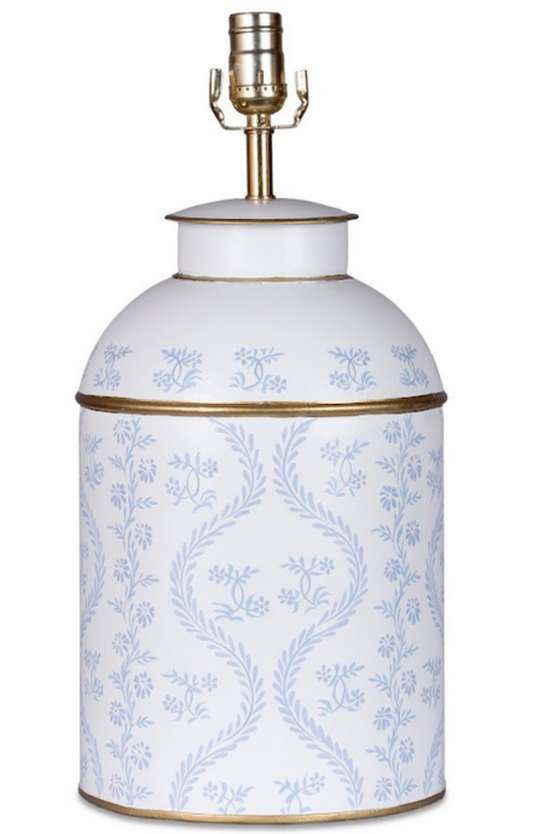 Pastel Blue IKat Tea Caddy Lamp