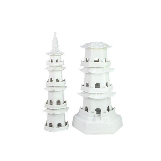 a white pagoda shaped objects
