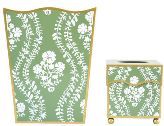 a green and white patterned box