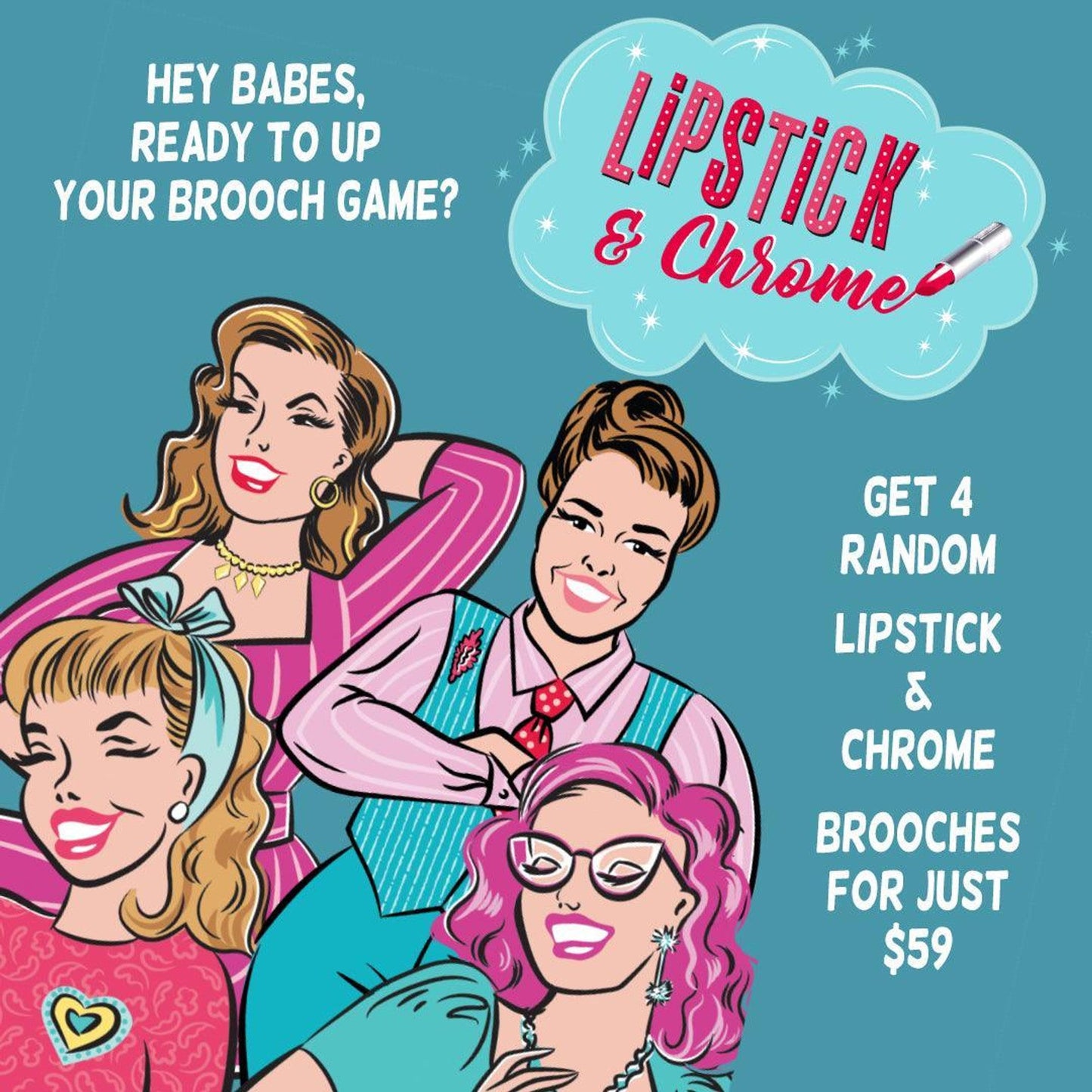 Blind Box Mystery Brooches — 4 Vintage Pins for $59 | Lipstick & Chrome