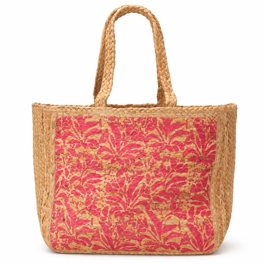 Pink Raffia Tote