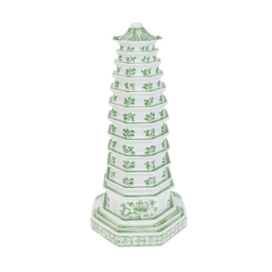 a white and green vase