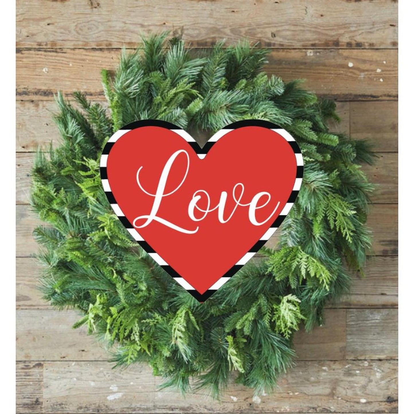 Valentine Love Striped Heart Sign