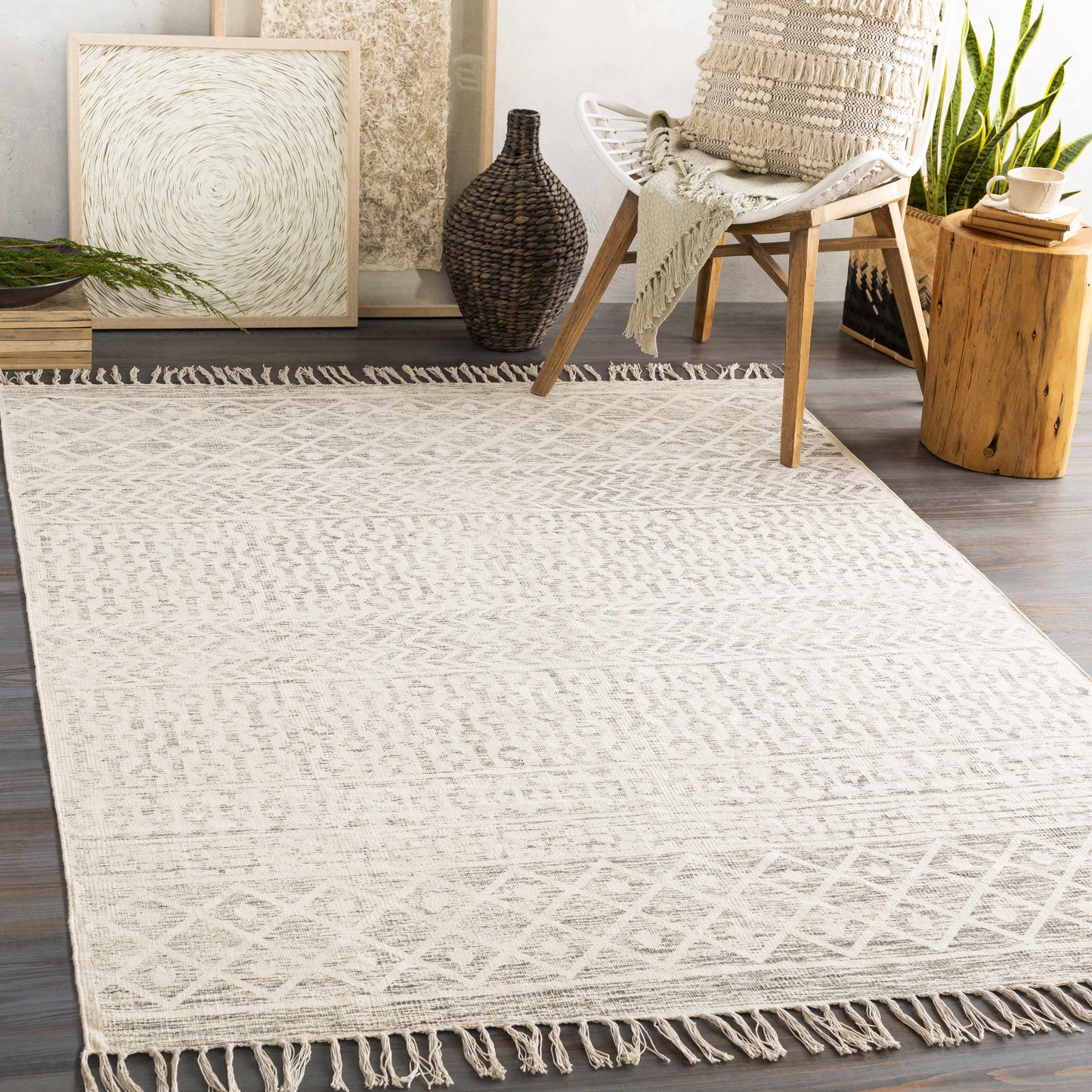 Valyermo Beige Hand Woven Cotton Rug - Clearance