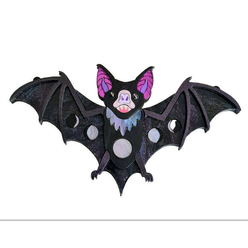 Vampire Bat Statement Necklace PURPLE GALAXY by Cherryloco