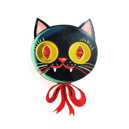 Vampire Kitten Balloon Brooch by Laliblue – Retro Kitschy Statement Brooch for Collectors