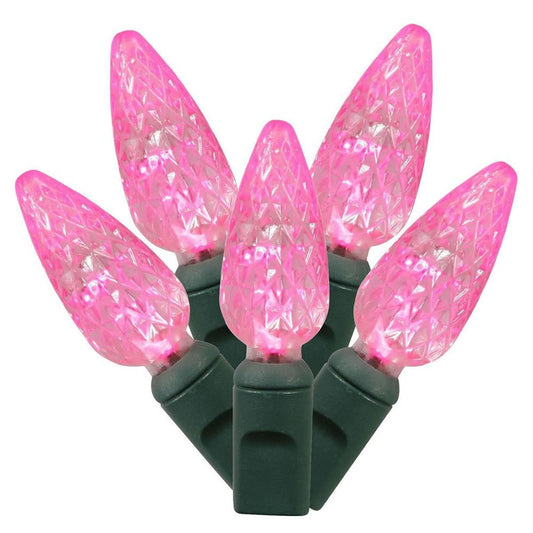 Vickerman 100 Pink C6 LED Single Mode Christmas Lights